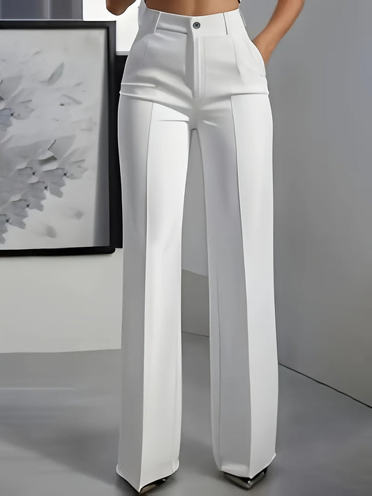 Women's High Waist Straight Leg Pants Elastic Band