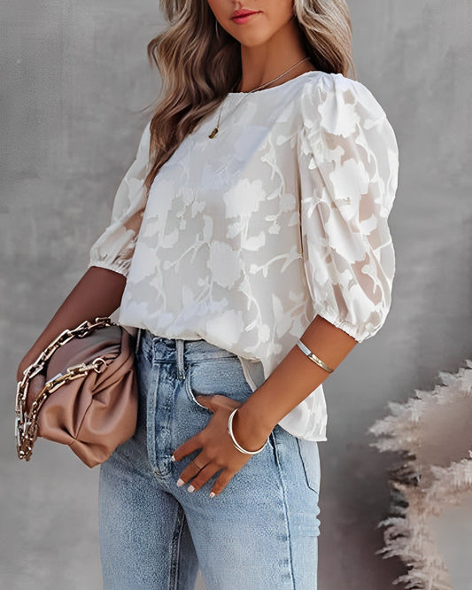 Chiffon Blouse With Puff Sleeves