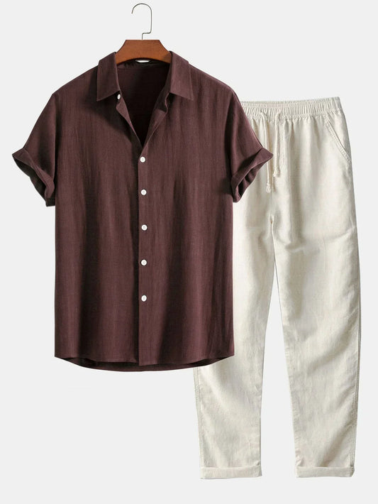 Men's Linen Two-Piece Shirt and Trouser Set