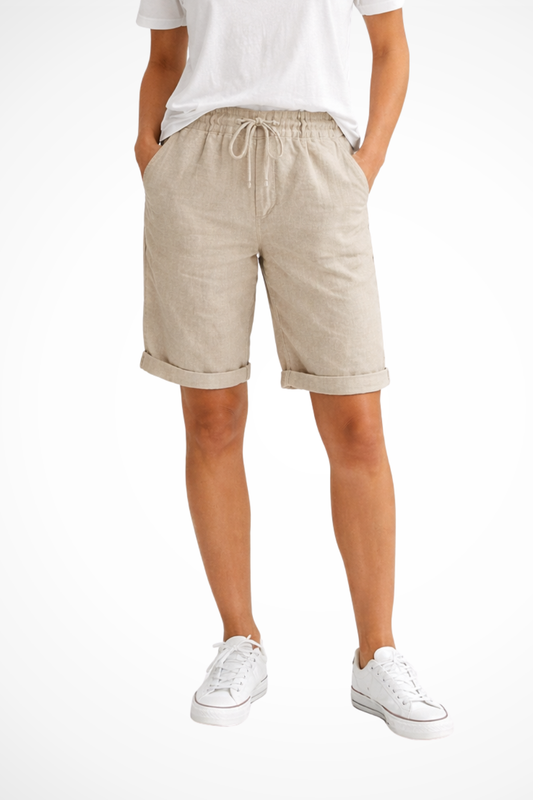 Relaxed Fit Linen Capri Pants