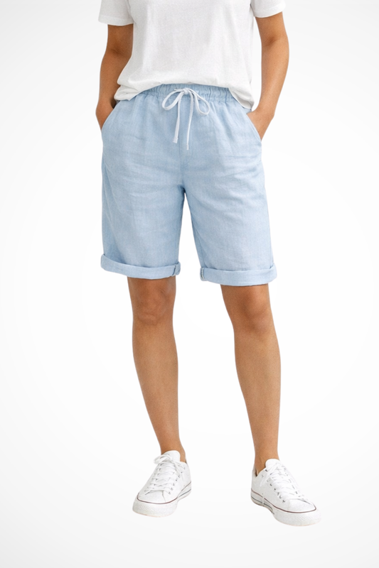 Relaxed Fit Linen Capri Pants