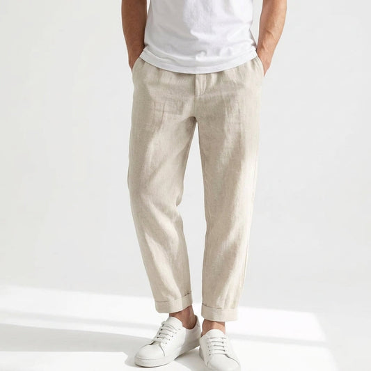 Men's Drawstring Waist Summer Trousers with Pockets