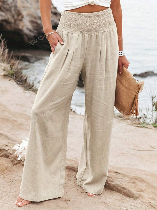 Relaxed Wide Leg Pull On Trousers