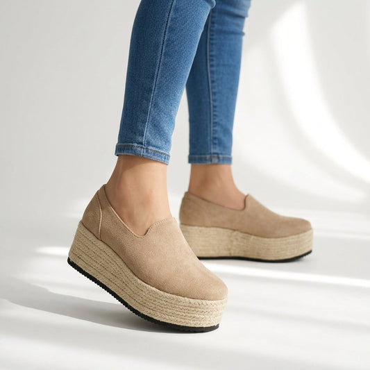 Women's Jute Flatform Slip On Espadrilles