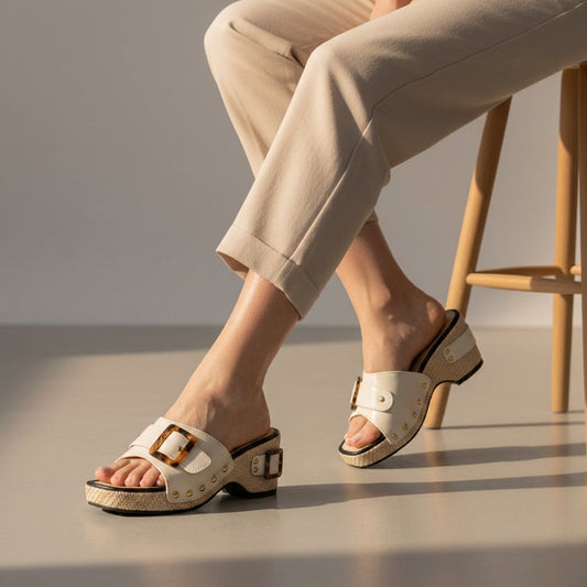 Women's Buckle Strap Orthopedic Wedge Slide Sandals