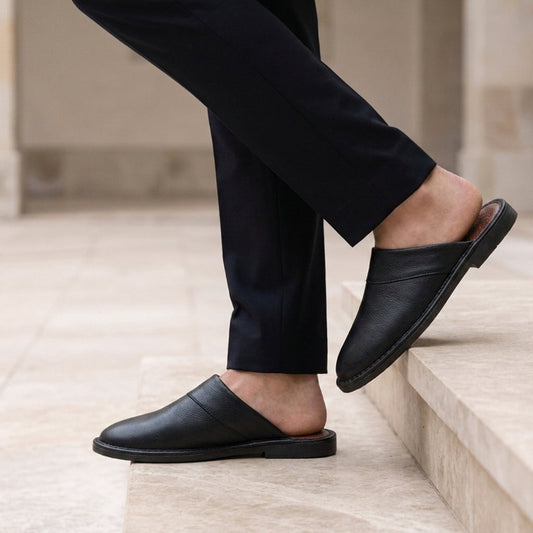 Men's Classic Leather Slip-On Slippers