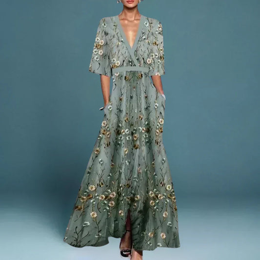 Floral Print Flowing Maxi Dress