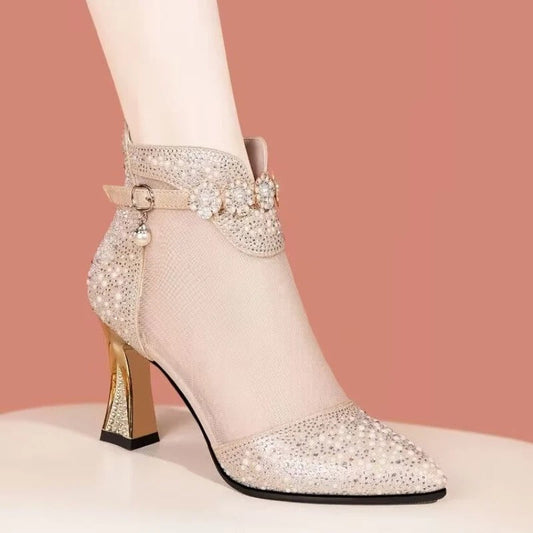 Women's Metallic High Heel Strappy Sandals