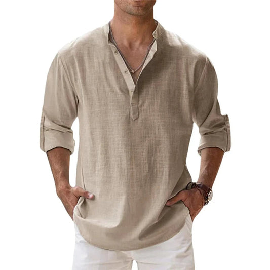 Long Sleeve Relaxed Fit Button-Up Shirt