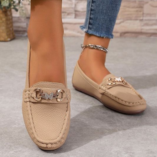 Round Toe Gold Hardware Loafers