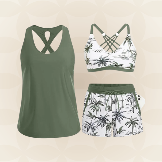 Crisscross Bikini Top And Drawstring Trouser Set