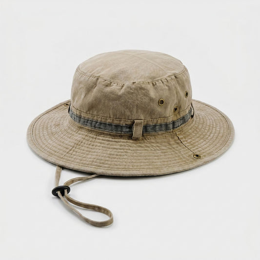 Men's Packable Wide Brim Boonie Hat With Chin Strap