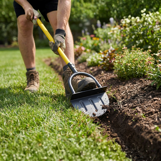 Manual Lawn Edger With Serrated Crescent Blade
