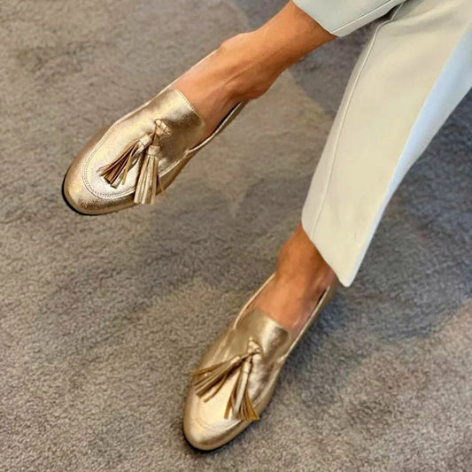 Golden Tassel Moccasin Loafers
