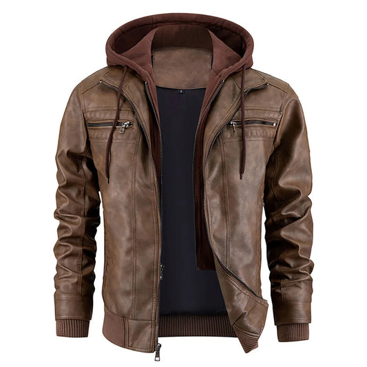 Hooded Premium Leather Winter Coat
