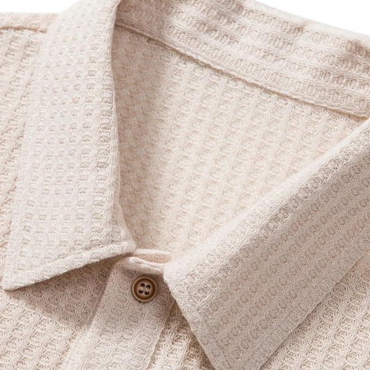 Waffle Knit Short Sleeve Polo Shirt