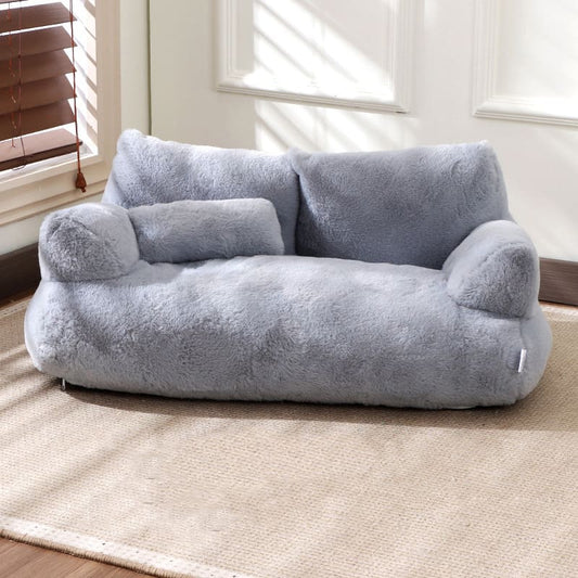 Raised Rim Faux Fur Calming Pet Bed