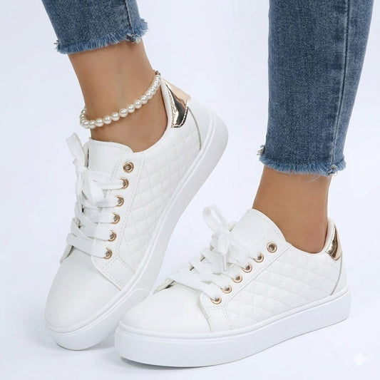 Quilted Lace-Up Casual Sneakers