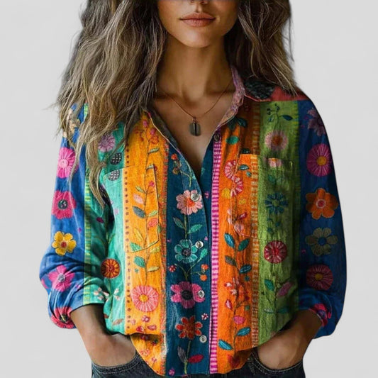 Patchwork Floral Button Front Shirt