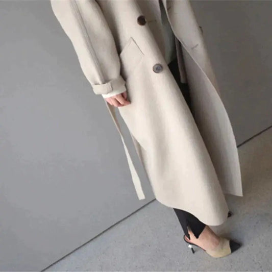 Luré Long Wool Blend Trench Coat for Women