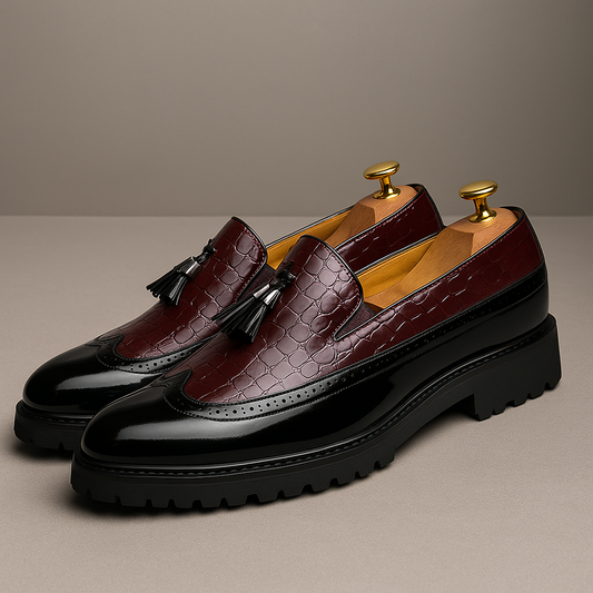 Croc Embossed Tassel Loafers For Men