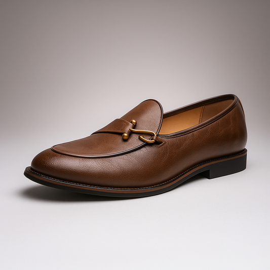 Grain Finish Buckle Detail Loafers For Men