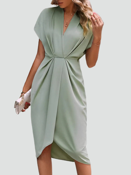 Wrap Front Cocktail Midi Dress
