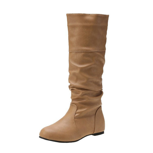 Modern Pleated Block Heel Boots
