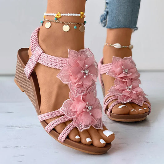 Women's Floral Detail Wedge Sandals