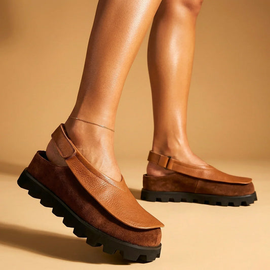 Cushioned Leather Look Slingback Flats