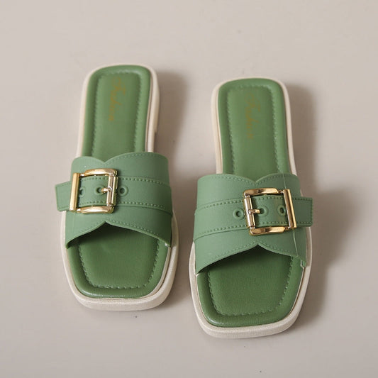 Square Toe Orthopedic Sandals with Gold Strap