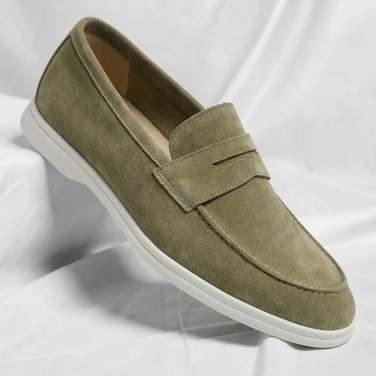 Men's Suede Penny Loafers With Cushioned Footbed
