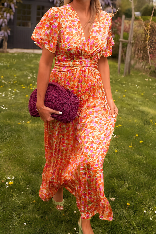 Feminine V-Neck Maxi Dress