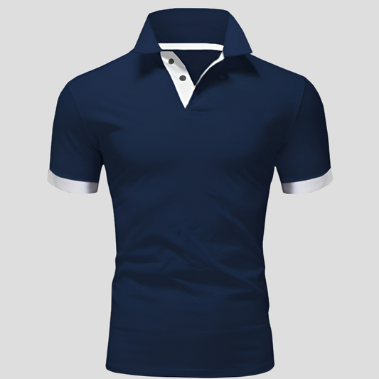 Men's Colour Block Slim Fit Cotton Polo Shirt