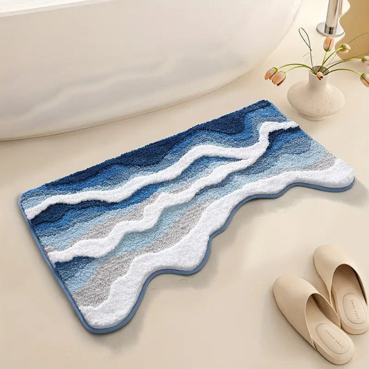 Coastal Wave Pattern Bath Rug