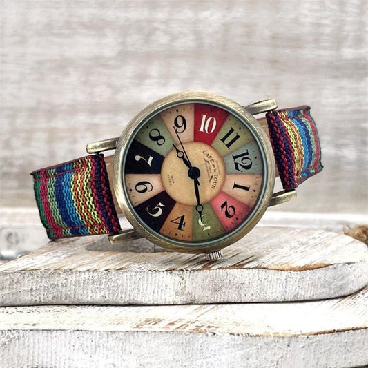 Women's Rainbow Dial Braided Strap Watch