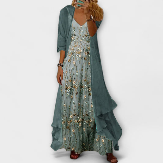 Printed Maxi Dress Two-Piece Set