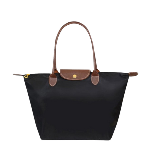 Zip Top Leather Shoulder Tote Bag