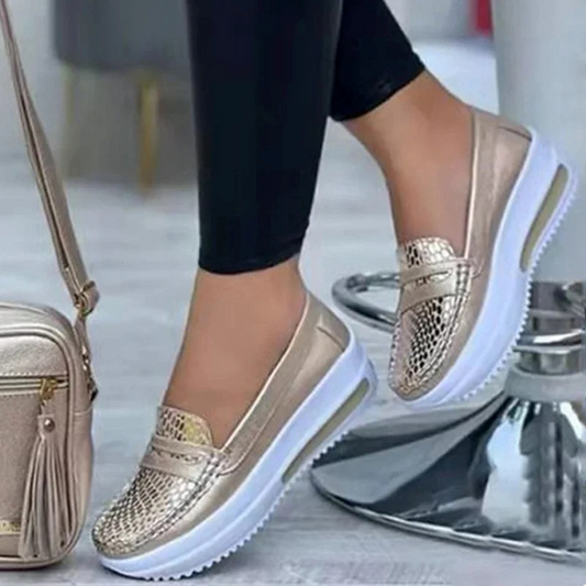 Women's Snake Print Glossy Loafer