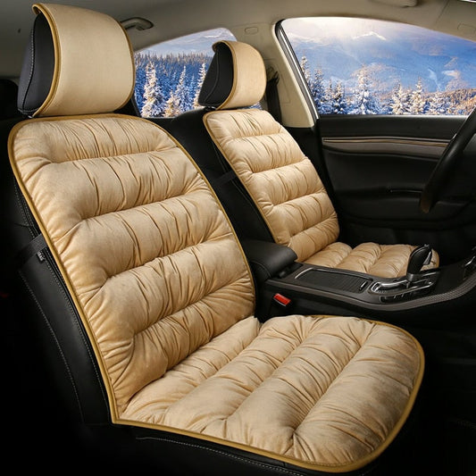 Quilted Plush Front Car Seat Cushion Cover