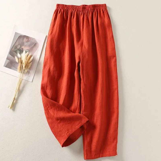 Soft Linen Pants with Ribbon Tie Waist