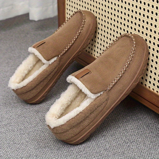 Men's Warm Plush Lined Slippers With Non-Slip Sole