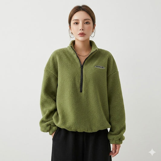 Cosy Teddy Fleece Half-Zip Pullover