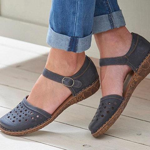 Buckle Wrap Ankle Strap Hollow Out Sandals