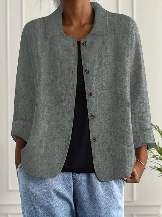 Women's Lightweight Shirt Cardigan Cotton Linen Blend