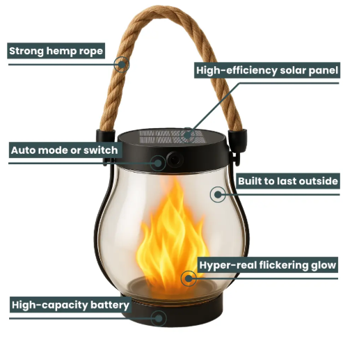 Solar Flickering Flame Garden Lantern