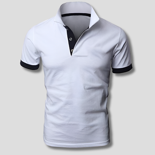 Men's Colour Block Slim Fit Cotton Polo Shirt