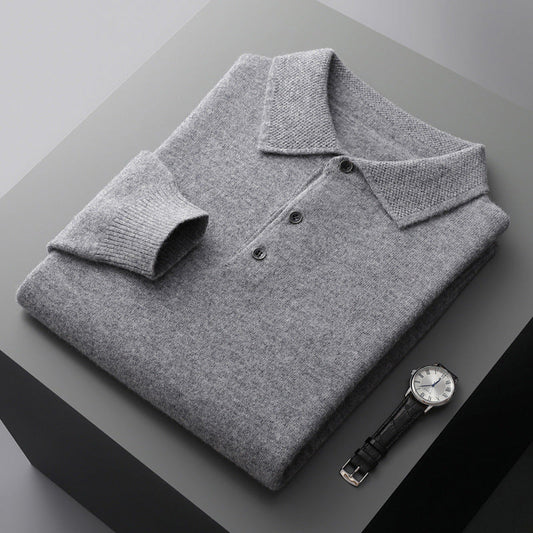 Men's Long Sleeve Cashmere Polo Shirt