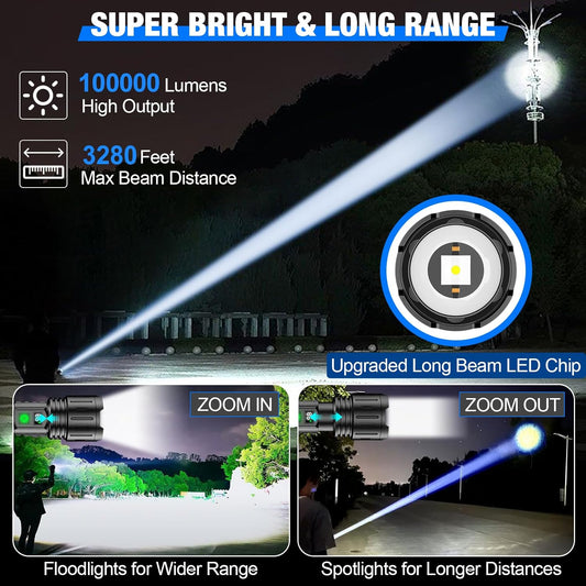Tactical LED Torch With 100000 Lumen Output