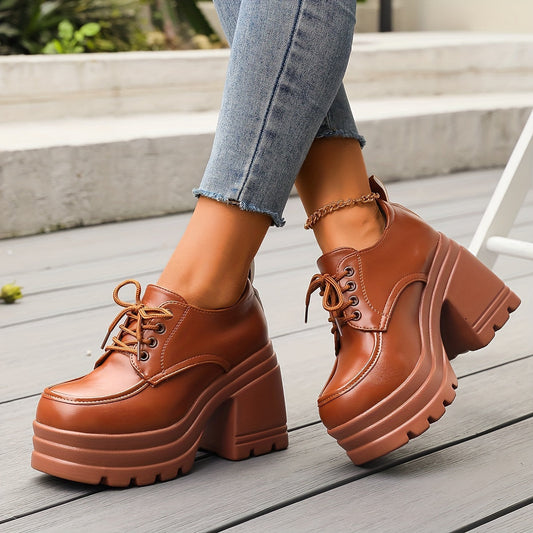 Cushioned Chunky Lace-Up Platform Oxfords